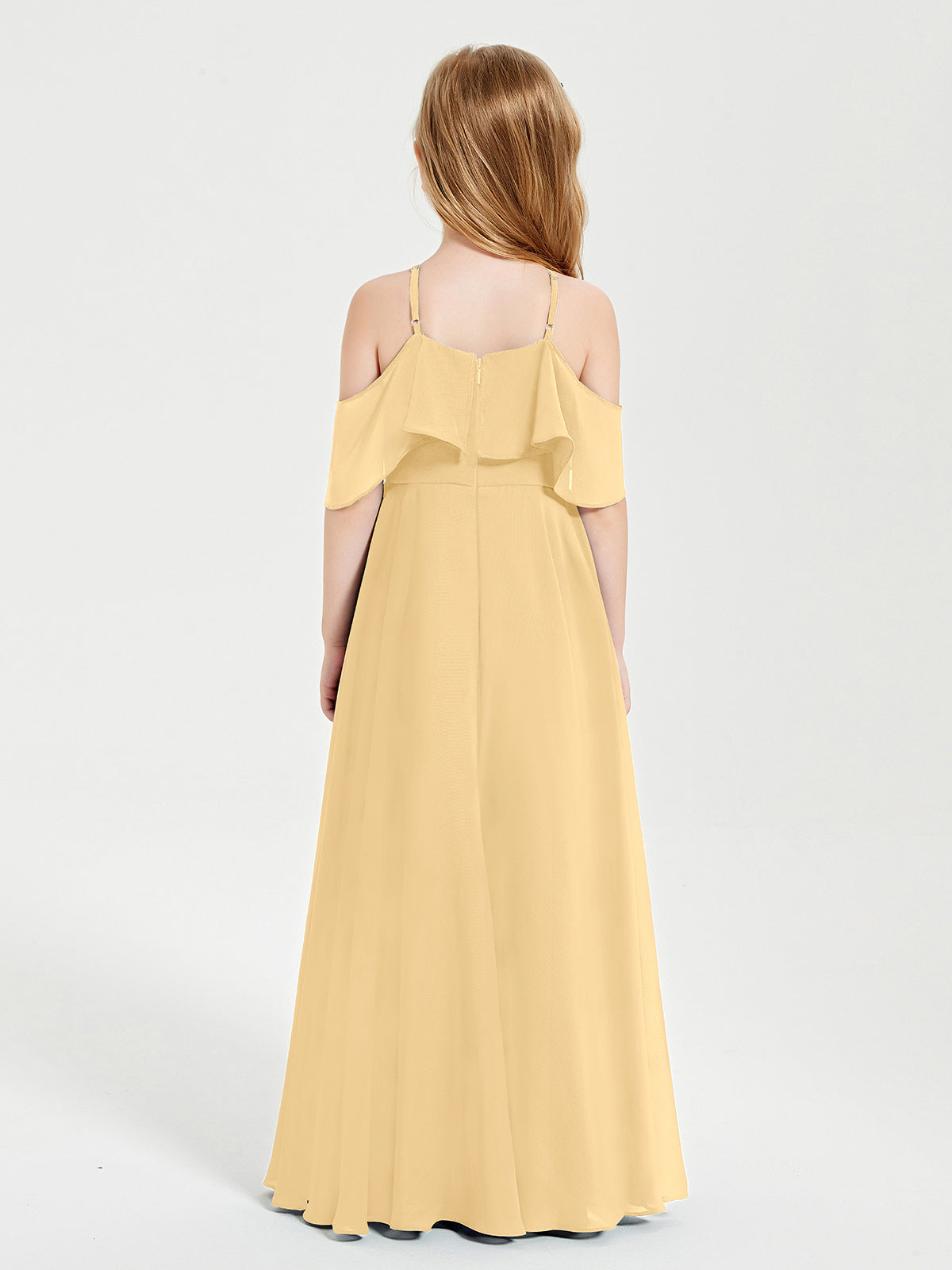 Off-the-Shoulder Long Dresses for Junior Bridesmaids Gold